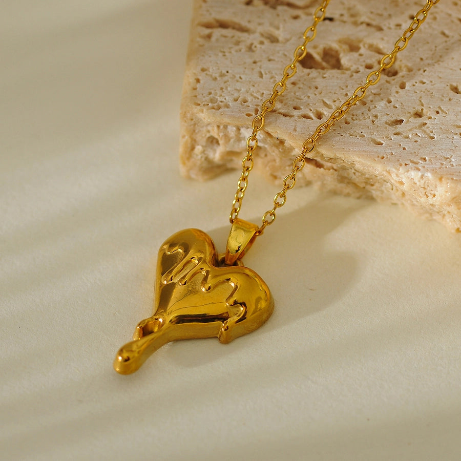 Jewelry Elegant Glam Luxurious Heart Shape Butterfly 304 Stainless Steel Necklace