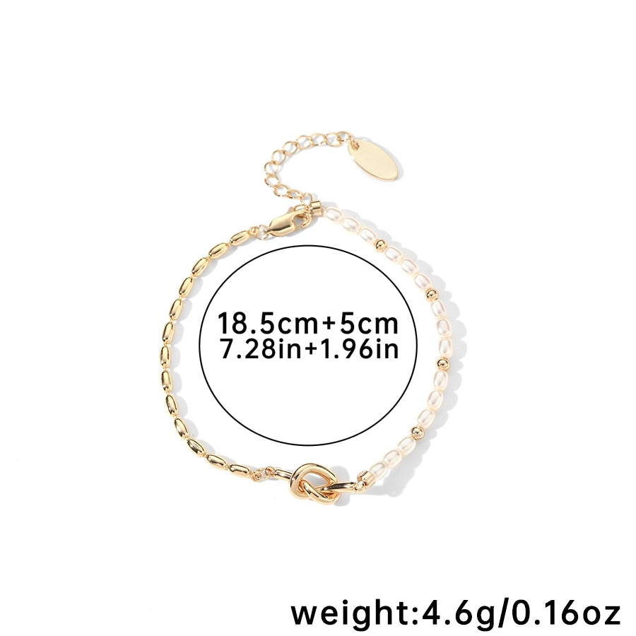 Glass Copper ball chain 16K Gold Plated Beaded Pearl Plating Knot Bracelets