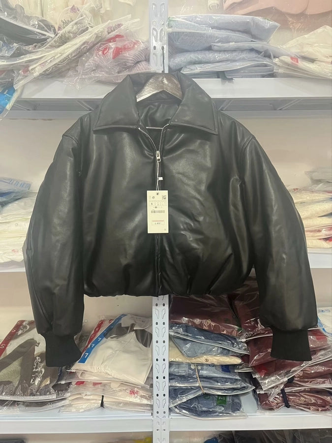 Women's Streetwear Solid Color Zipper Coat cotton clothes
