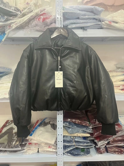 Women's Streetwear Solid Color Zipper Coat cotton clothes