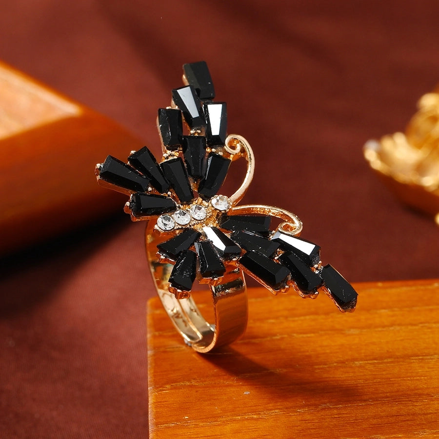 Elegant Butterfly Alloy Rhinestones Women's Adjustable Ring