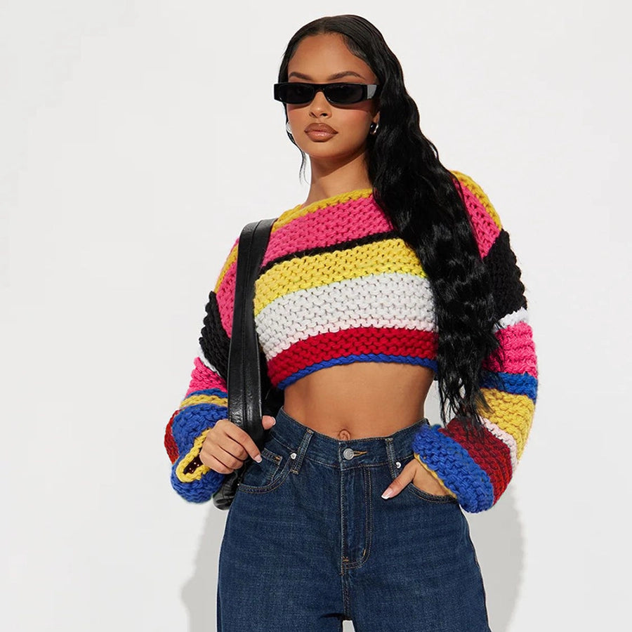 Women's Sweater Long Sleeve Sweaters & Cardigans Streetwear Color Block