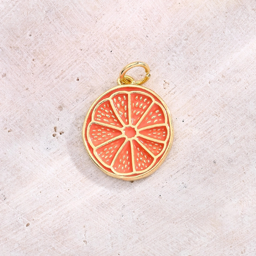 1 Pc/Package 17x15mm Hole 3~3.9mm Copper 18K Gold Plated Lemon Polished Pendant Jewelry Accessories