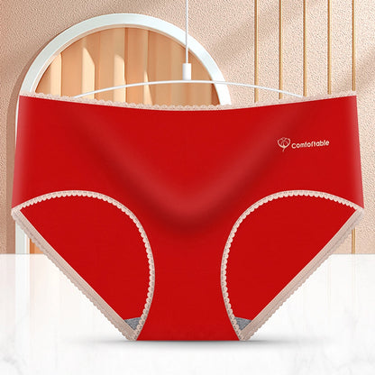 letter solid color breathable mid waist briefs panties