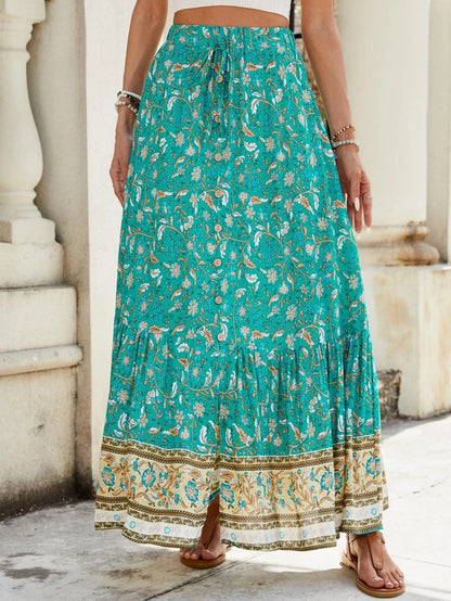 Summer Vacation Printing Polyester Maxi Long Dress Skirts