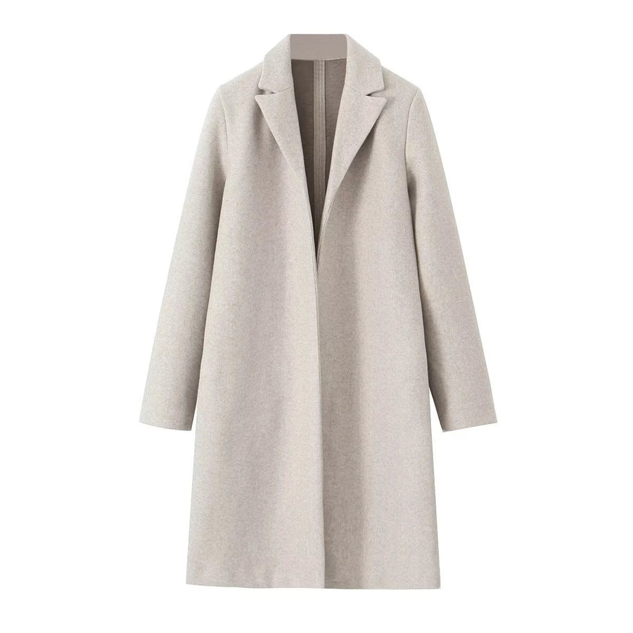 Women's Vacation Simple Style Solid Color Woolen Coat Woolen Coat