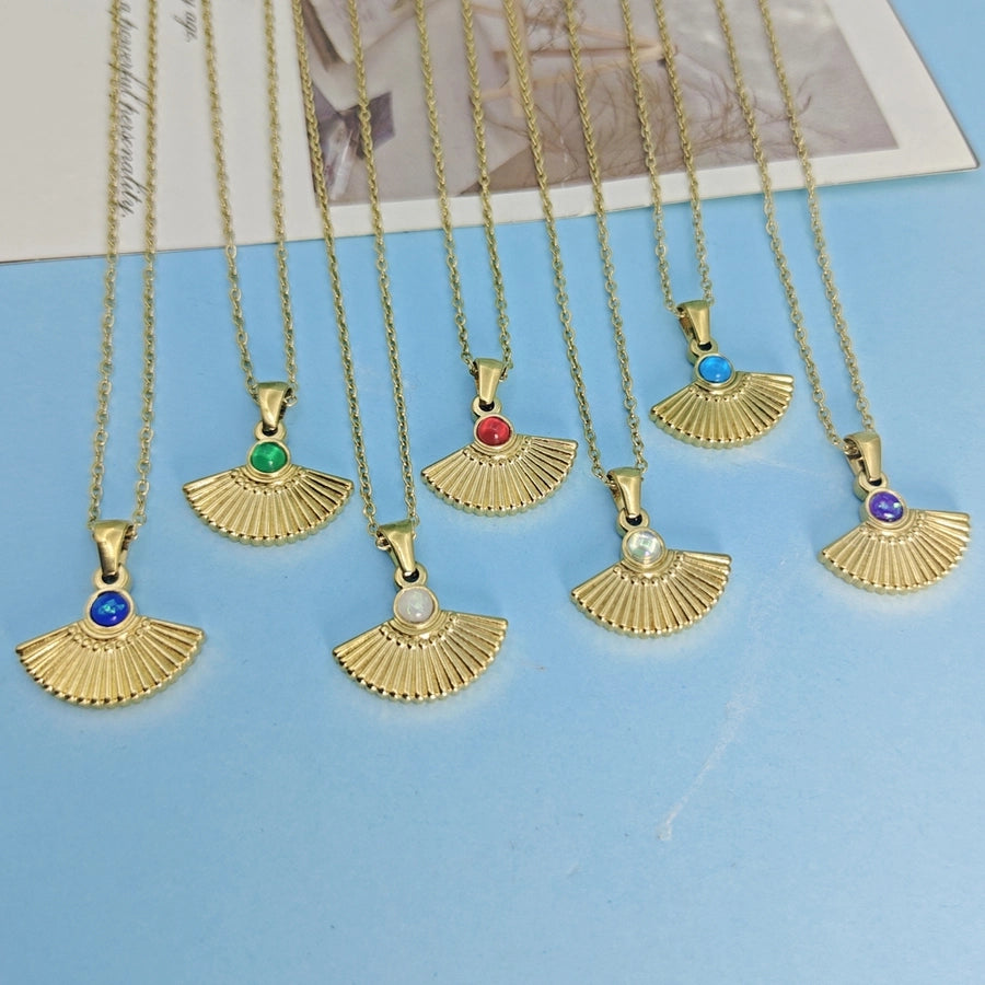 Jewelry Vintage Style Simple Style Sector 304 Stainless Steel Pendant Necklace