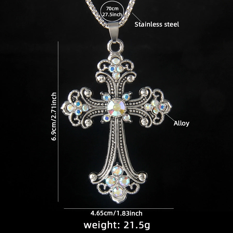 Hip-Hop Vintage Style Cross 201 Stainless Steel Alloy Plating Unisex Pendant Necklace