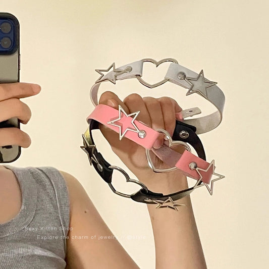 Simple Style Star Heart Shape Pu Leather  Choker