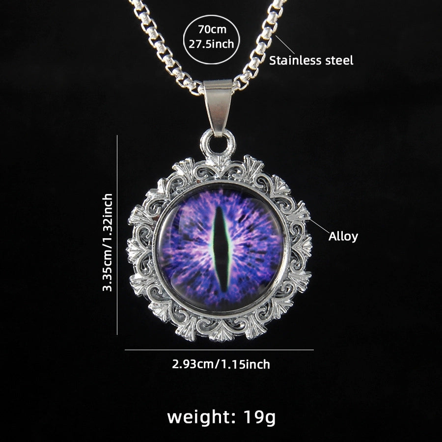 Hip-Hop Round Devil's Eye 201 Stainless Steel Alloy Unisex Pendant Necklace