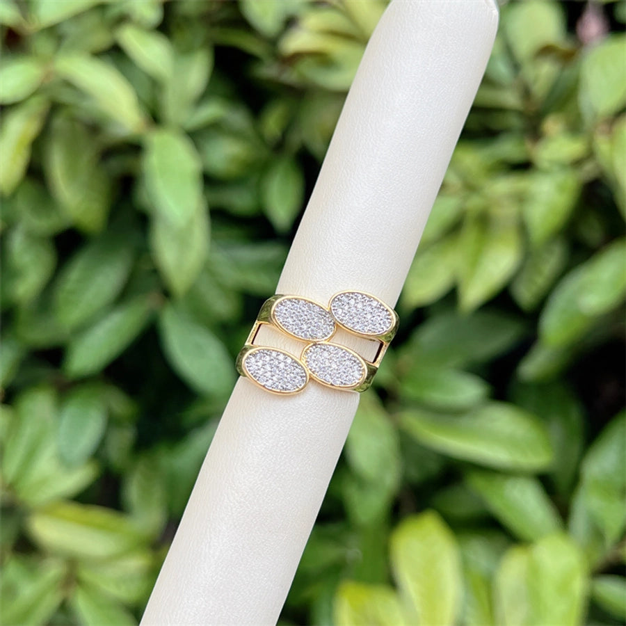 Copper 18K Gold Plated Geometric Zircon Open Rings