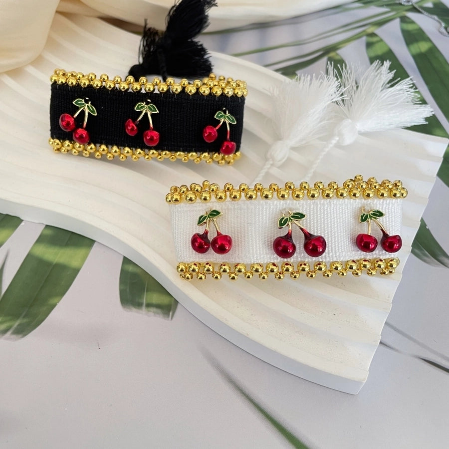 Modern Style Sweet Classic Style Cherry 18K Gold Plated Alloy Polyester Copper Woven Chain String Bracelets