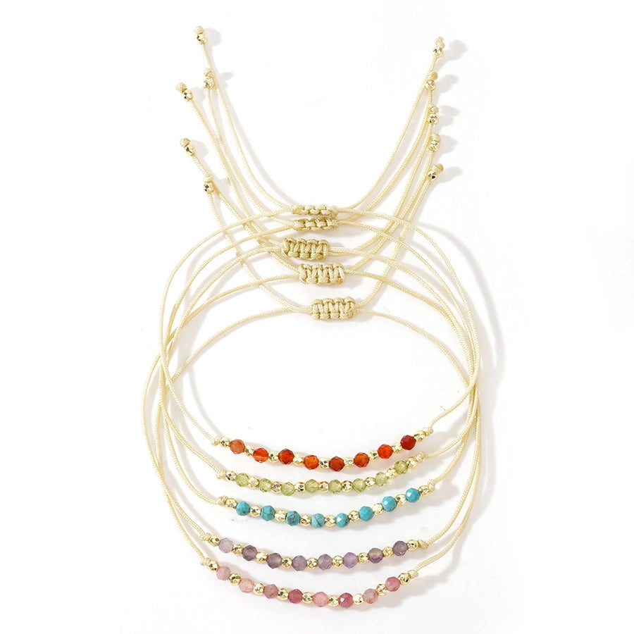 Bohemian Round natural stone rope Copper  String Bracelets