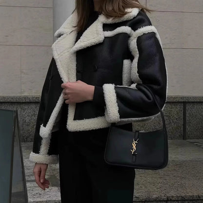 Women's Preppy Style Color Block Coat