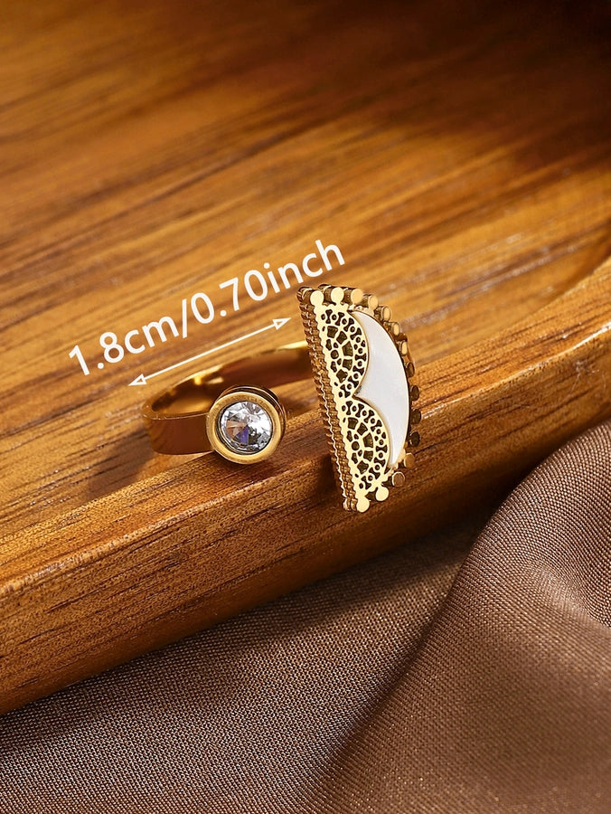 Jewelry Classical Exaggerated Simple Style Devil's Eye Oval Watermelon 316L Stainless Steel  Resin Adjustable Ring