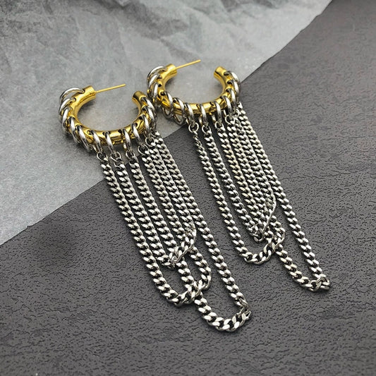 1 Pair Vintage Style Exaggerated Geometric chain Copper Earrings