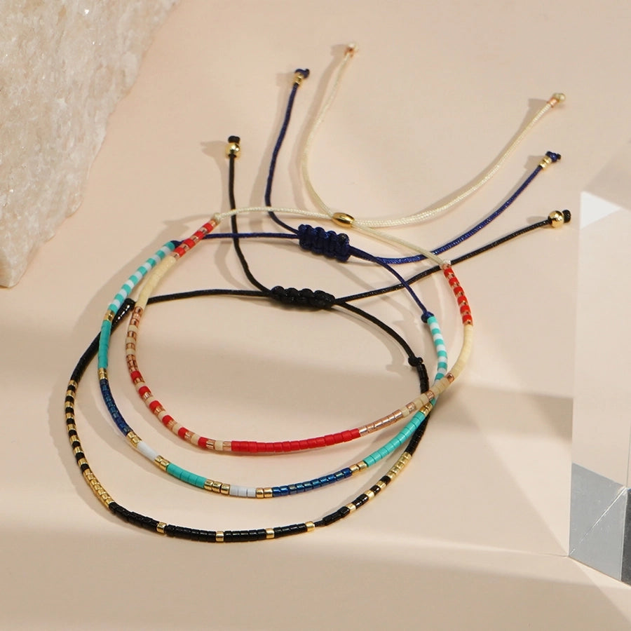 Bohemian Round Seed Bead Wax line Copper  Beaded Bracelets