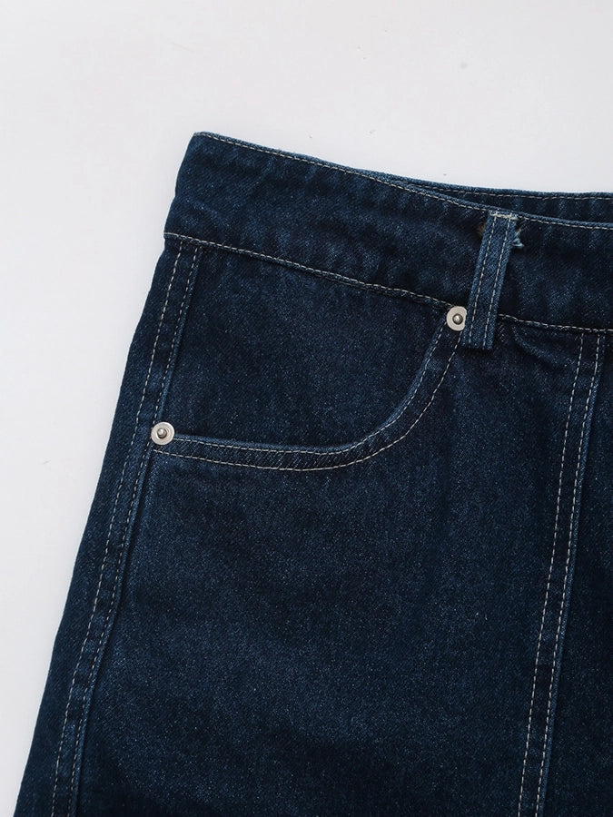 Daily Women's Simple Style Classic Style Solid Color Denim Pocket Skirt Sets Skirt Sets