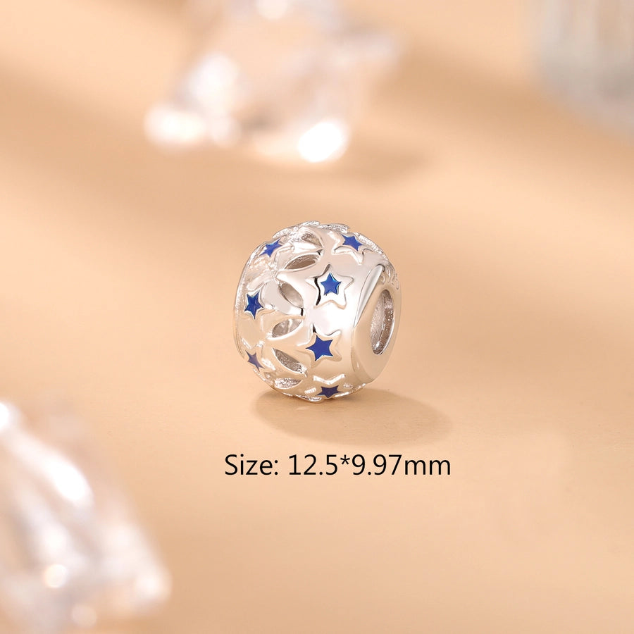 1 Piece 12.5 * 9.97mm Hole 4~4.9mm Sterling Silver Rhodium Plated Star Polished Jewelry Accessories