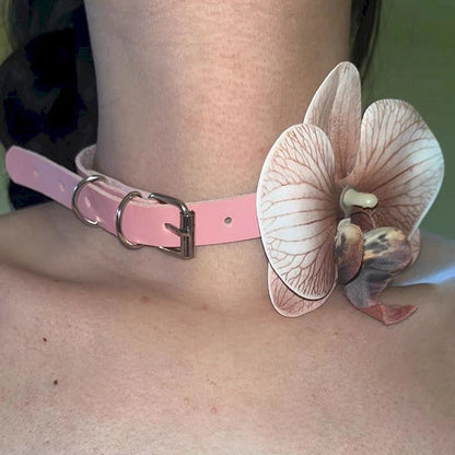 Sweet Simple Style Flower Pu Leather  Choker