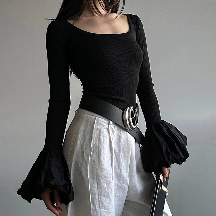Women's T-shirt Long Sleeve T-Shirts Streetwear Solid Color
