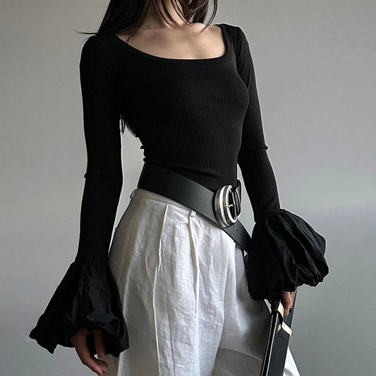 Women's T-shirt Long Sleeve T-Shirts Streetwear Solid Color