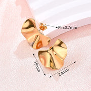 Glossy Concave-Convex Scallop Earrings (Gold)