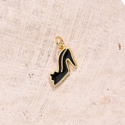 Black Oil Dripping High Heel Shoes Pendant (Gold) [15x11mm (Aperture: 3mm)]