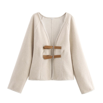 Women's Elegant Solid Color Woolen Coat