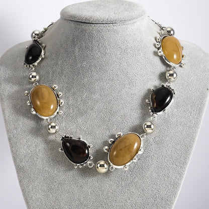 Elegant Simple Style Oval Water Droplets Zinc alloy  Beaded Necklaces