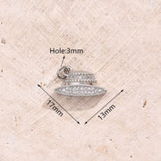 Zircon Hat Pendant (White Gold Color) [17x13mm (Aperture: 3mm)]