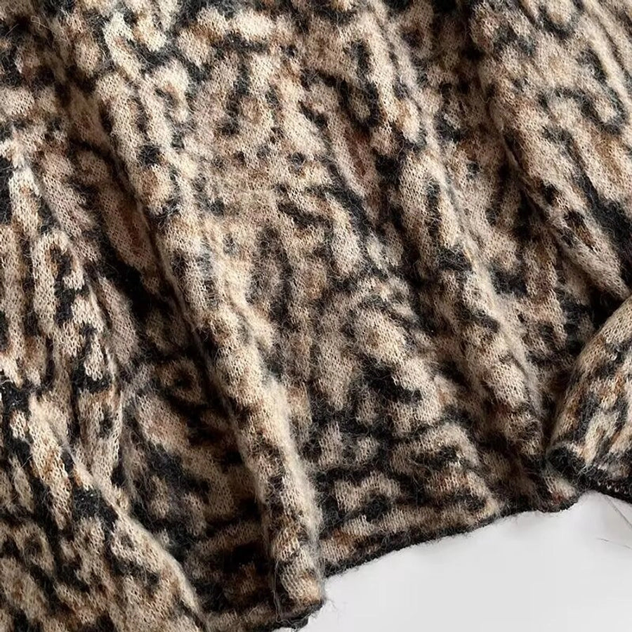 Women's Coat Long Sleeve Sweaters & Cardigans Elegant Leopard