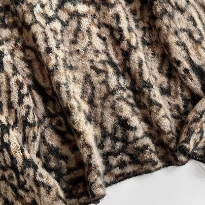 Women's Coat Long Sleeve Sweaters & Cardigans Elegant Leopard