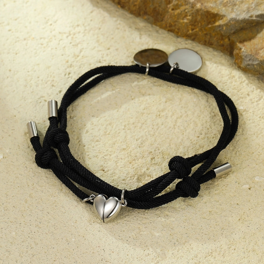 Lady Heart Shape 304 Stainless Steel rope Woven Chain String Bracelets