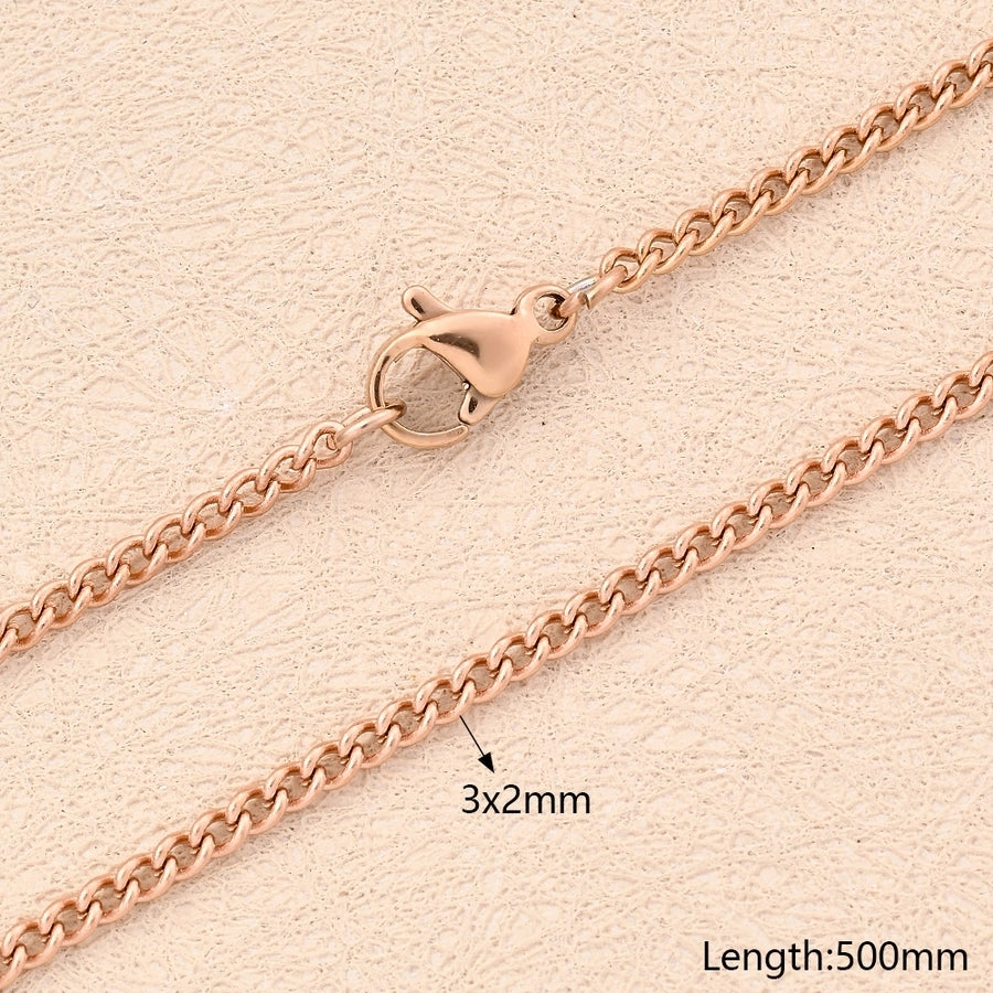 5 Strands/Package 304 Stainless Steel 18K Gold Plated Rose Gold Plated Cuban Link Chain Curb Chain Polished 450mm 500mm 600mm Jewelry Accessories