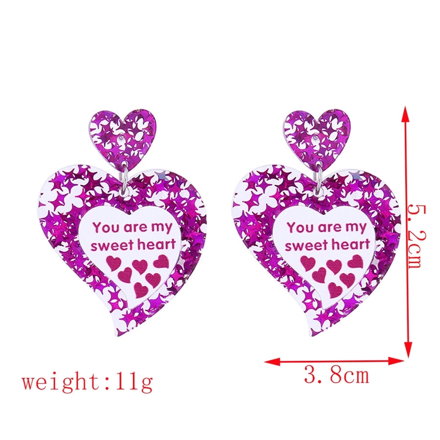 1 Pair Cute Exaggerated Heart Shape Handmade Arylic Drop Earrings