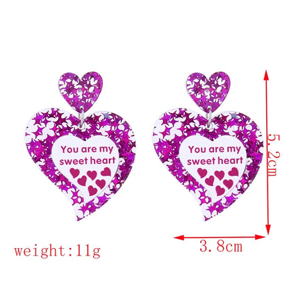 1 Pair Cute Exaggerated Heart Shape Handmade Arylic Drop Earrings
