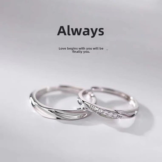 s925 Sterling Silver Mobius Couple Ring Fashion Personality Niche Design Plain Ring Ring