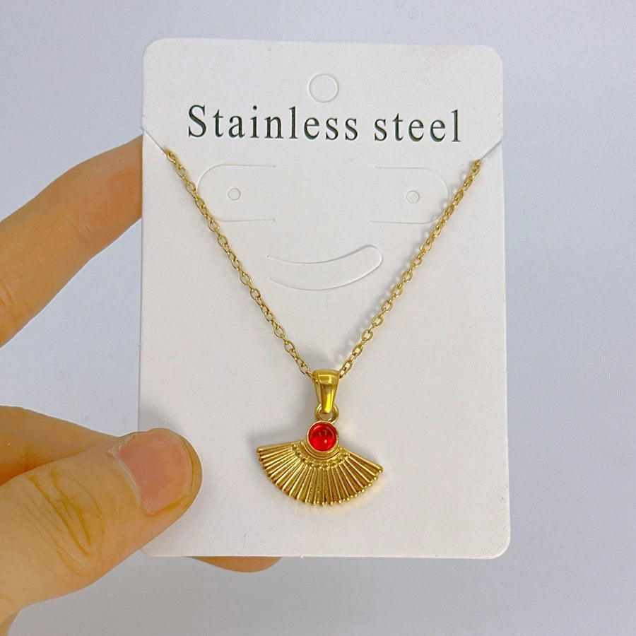 Jewelry Vintage Style Simple Style Sector 304 Stainless Steel Pendant Necklace