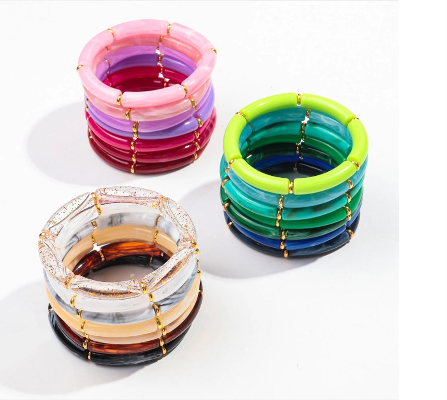 Simple Style Solid Color Arylic Copper Beaded Bracelets