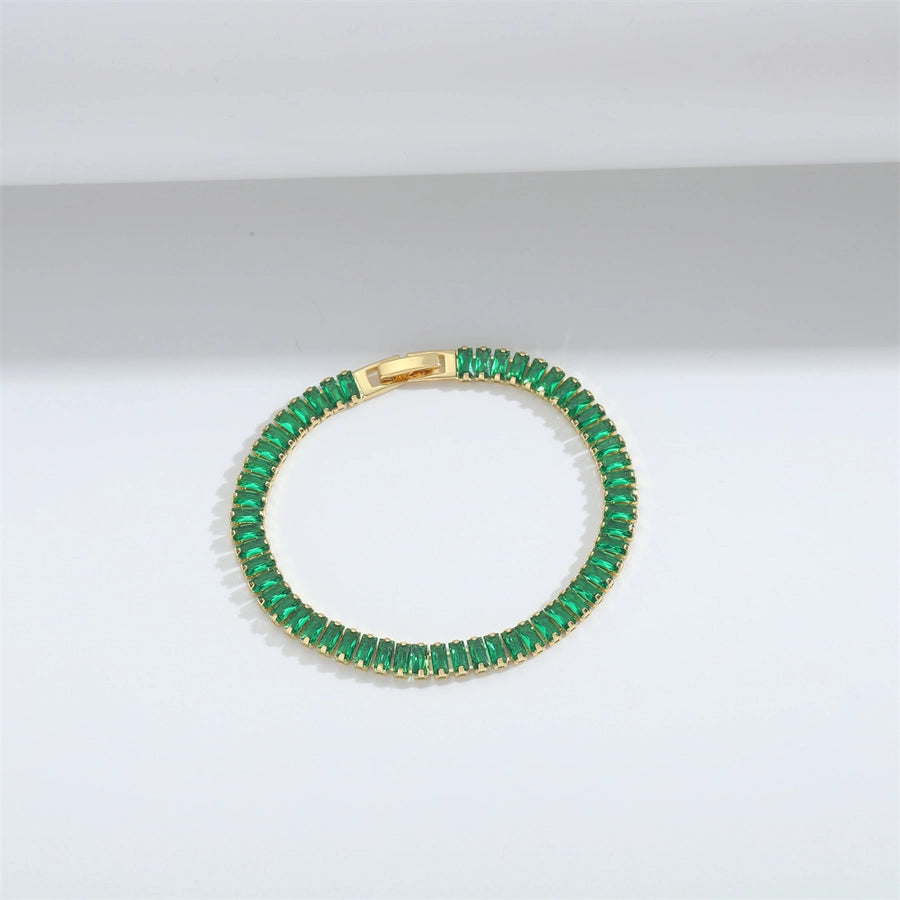 Jewelry Elegant Simple Style Commute Geometric Copper Zircon 14K Gold Plated Bracelets