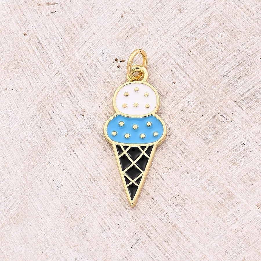 1 Pc/Package 22.5x10mm 23.5x10mm Hole 3~3.9mm Copper 18K Gold Plated Ice Cream Ice Cream Polished Pendant Jewelry Accessories