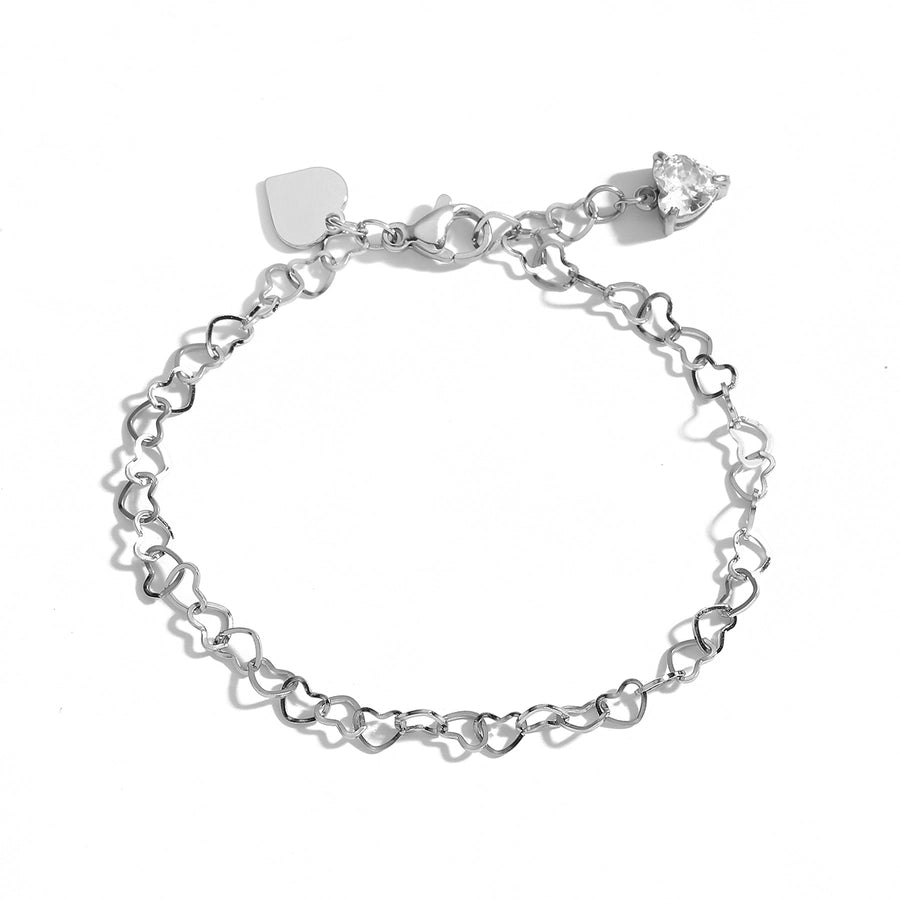 Simple Style Heart Shape 304 Stainless Steel Heart bracelet  Bracelets In Bulk Stainless Steel Bracelets