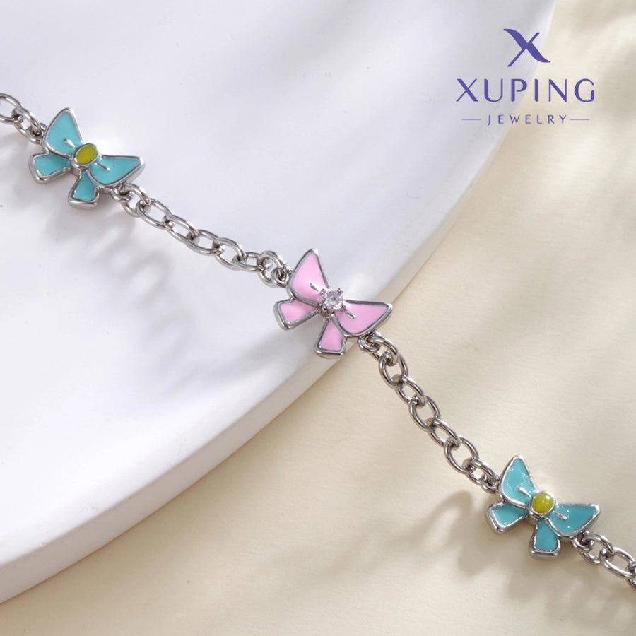 Jewelry Cute Sweet Bow Knot Copper Platinum Plated Enamel Plating Bracelets