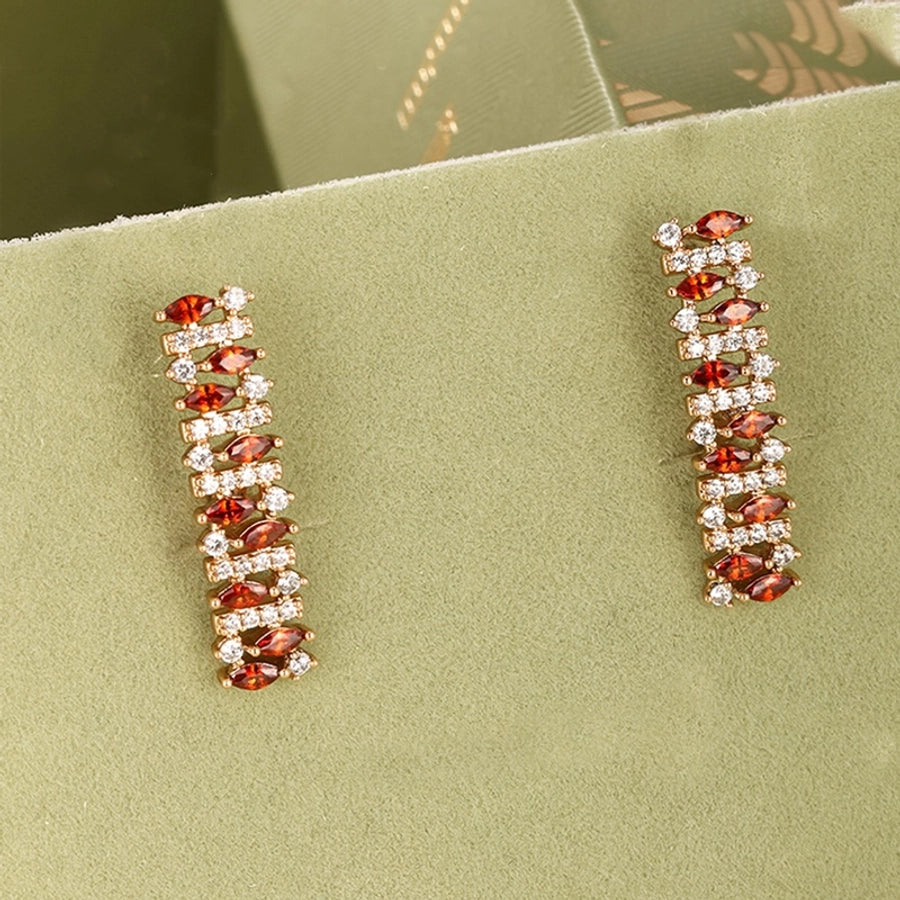 6 Pairs Sweet Simple Style Geometric Plating Copper Alloy Zircon 18K Gold Plated Drop Earrings