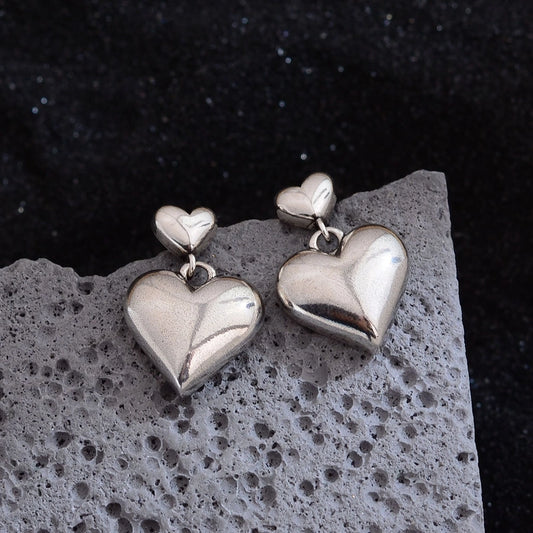 1 Pair Simple Style Heart Shape Copper Drop Earrings
