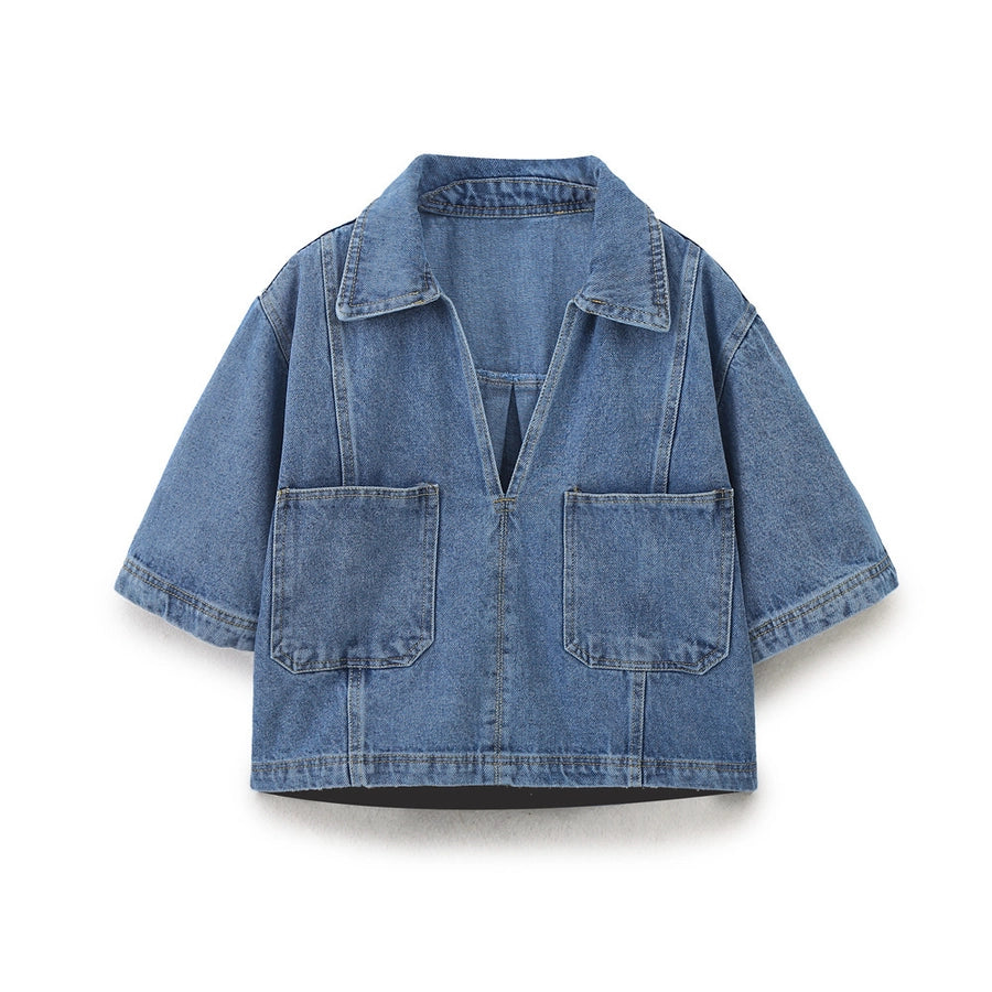 Daily Women's Simple Style Classic Style Solid Color Denim Pocket Skirt Sets Skirt Sets