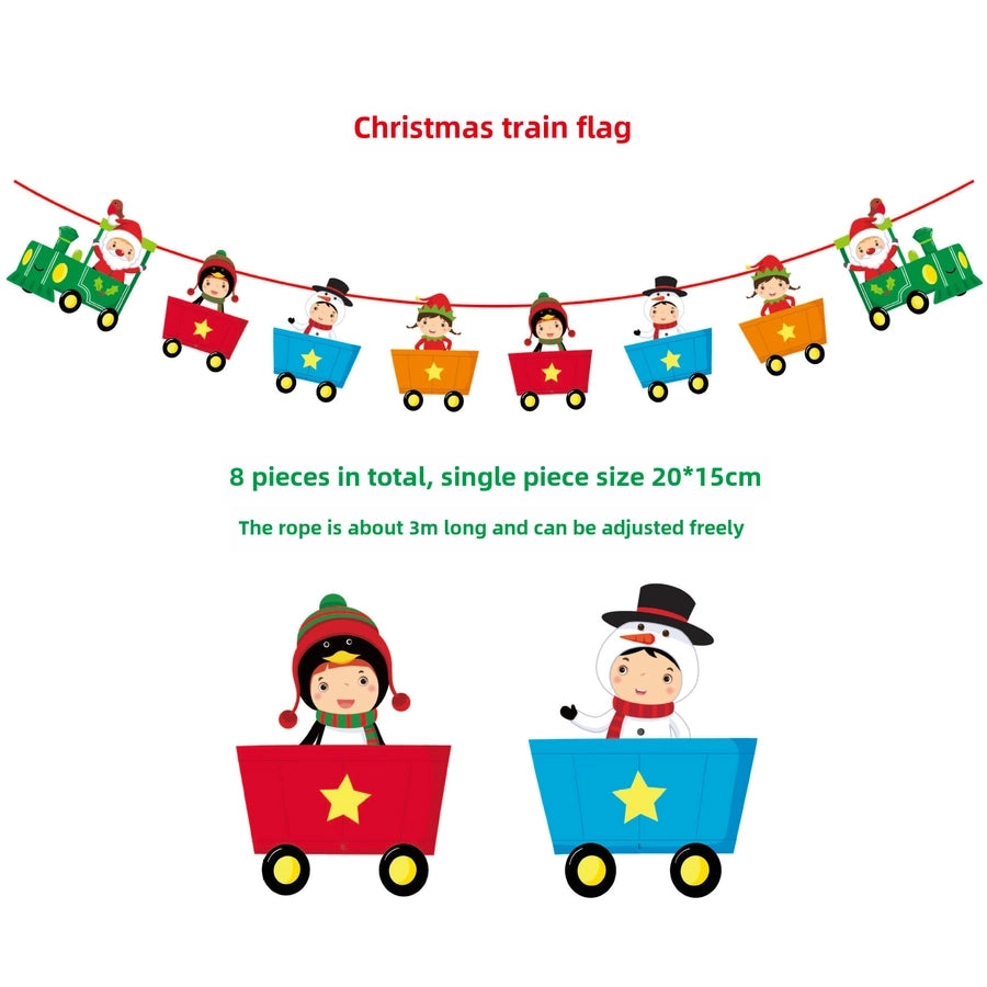 Christmas Paper Flag Christmas Window Hotel Scene Decoration Flag  Santa Claus Flag