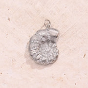 White Zircon Striped Wheel Screw Pendant (White Gold Color) [26x19.5mm (Aperture: 3.5mm)]