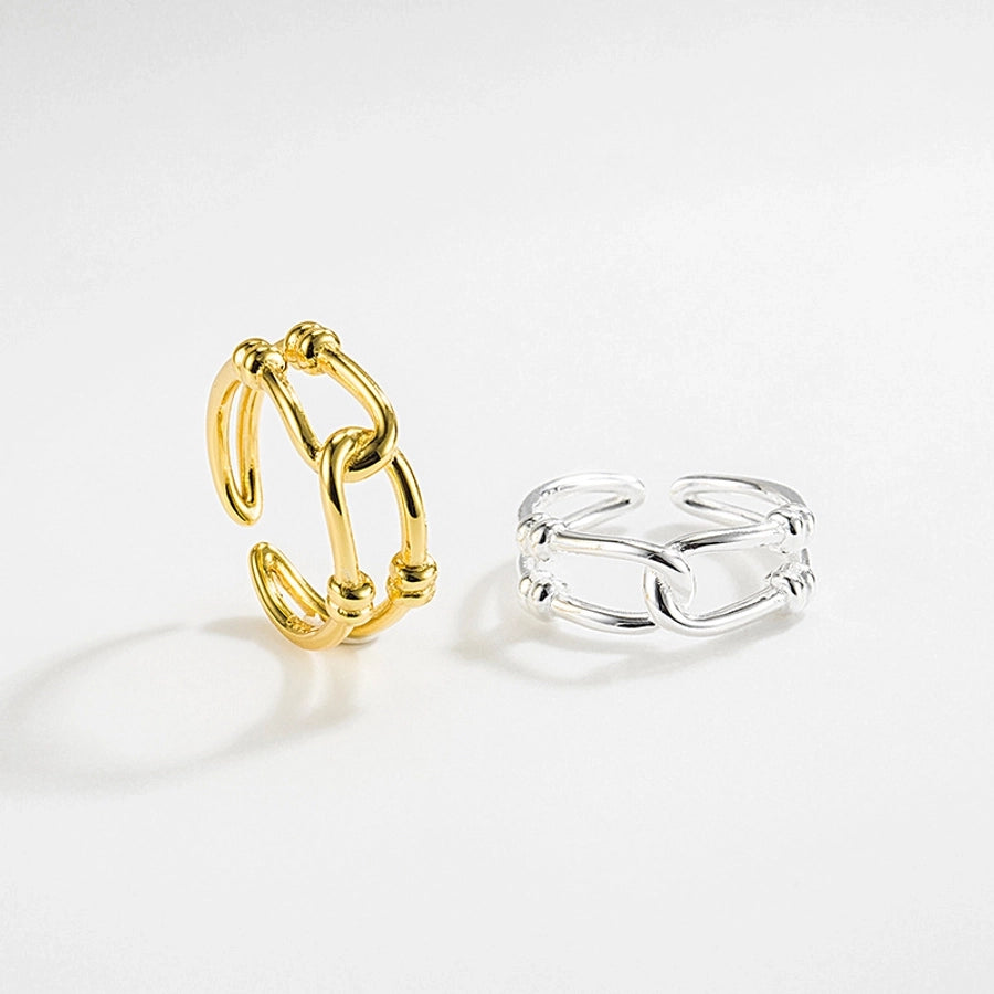 925 Sterling Silver Geometric Adjustable Ring